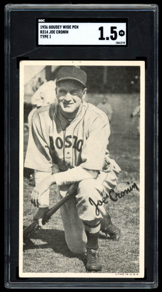Joe Cronin 1936 Goudey Wide Pen Premiums R314 #A20 (SGC 1.5) at PristineAuction.com Joe Cronin 1936 Goudey Wide Pen Premiums R314 #A20 (SGC 1.5) at PristineAuction.com