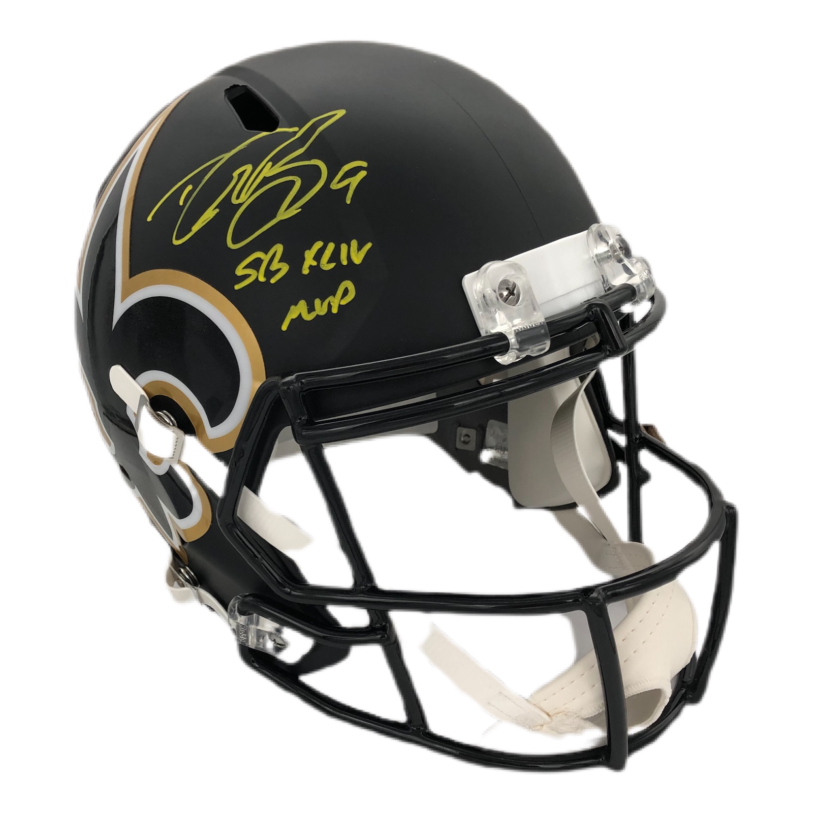 Drew Brees Signed Saints Full-Size AMP Alternate Speed Helmet Inscribed "SB XLIV MVP"(Beckett COA & Brees Hologram) at PristineAuction.com Drew Brees Signed Saints Full-Size AMP Alternate Speed Helmet Inscribed "SB XLIV MVP"(Beckett COA & Brees Hologram) at PristineAuction.com