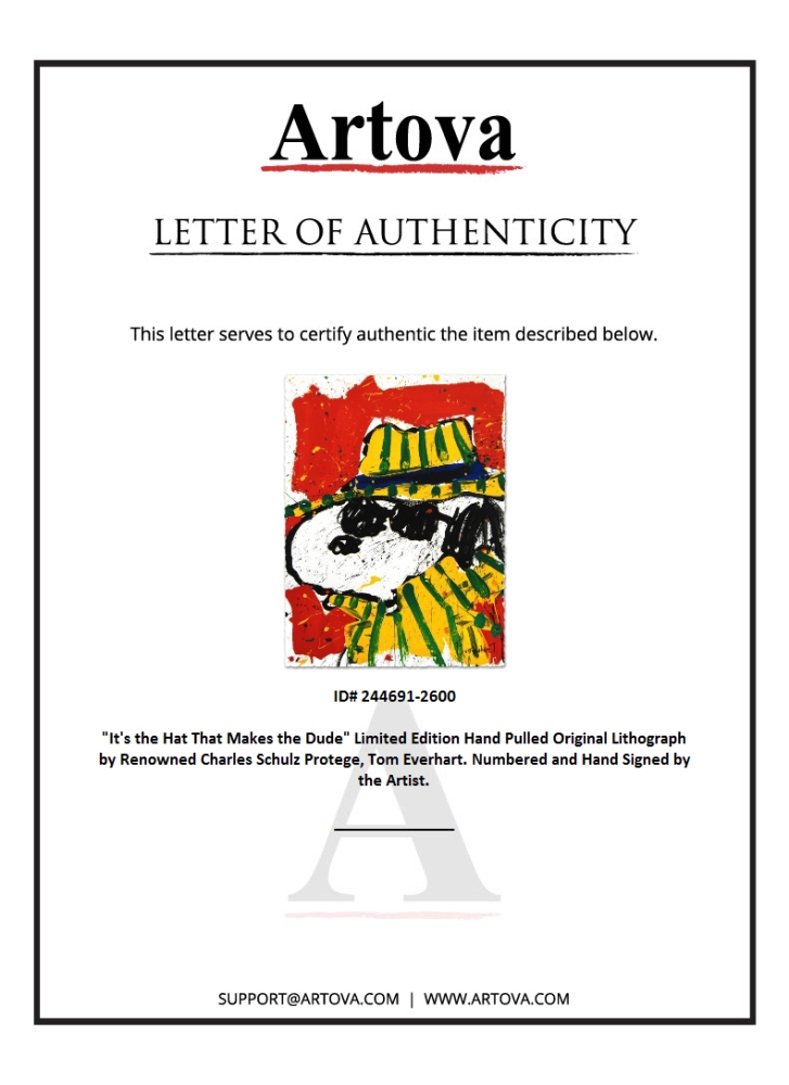 "It's the Hat That Makes the Dude" LE 22x30 Hand-Pulled Original Lithograph by Tom Everhart (Artova) at PristineAuction.com "It's the Hat That Makes the Dude" LE 22x30 Hand-Pulled Original Lithograph by Tom Everhart (Artova) at PristineAuction.com