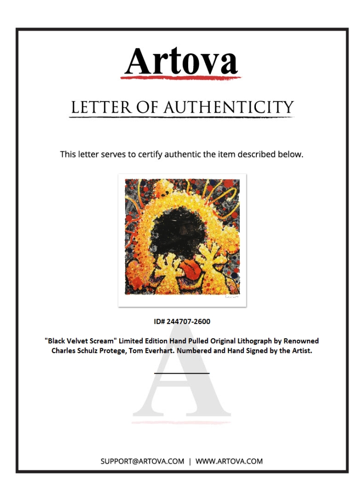 "Black Velvet Scream" LE 36x37 Hand-Pulled Original Lithograph by Tom Everhart (Artova) at PristineAuction.com "Black Velvet Scream" LE 36x37 Hand-Pulled Original Lithograph by Tom Everhart (Artova) at PristineAuction.com