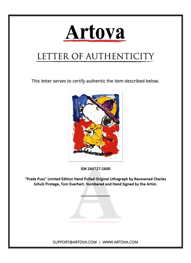 "Prada Puss" LE 26x34 Hand-Pulled Original Lithograph by Tom Everhart (Artova) at PristineAuction.com "Prada Puss" LE 26x34 Hand-Pulled Original Lithograph by Tom Everhart (Artova) at PristineAuction.com