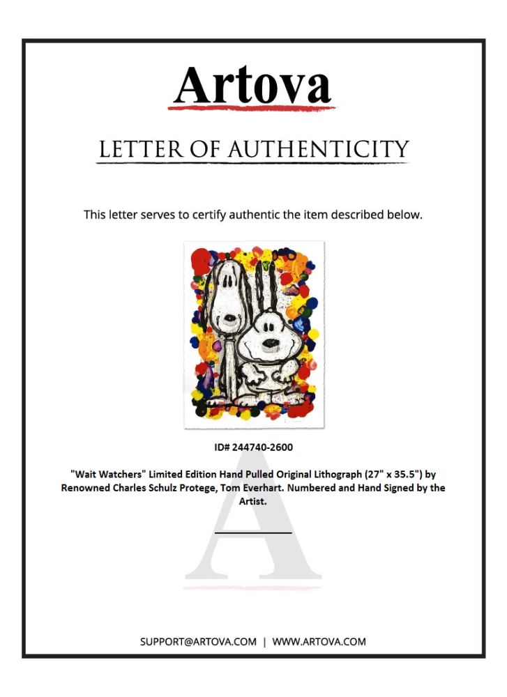 "Wait Watchers" LE 30x39 Hand-Pulled Original Lithograph by Tom Everhart (Artova) at PristineAuction.com "Wait Watchers" LE 30x39 Hand-Pulled Original Lithograph by Tom Everhart (Artova) at PristineAuction.com