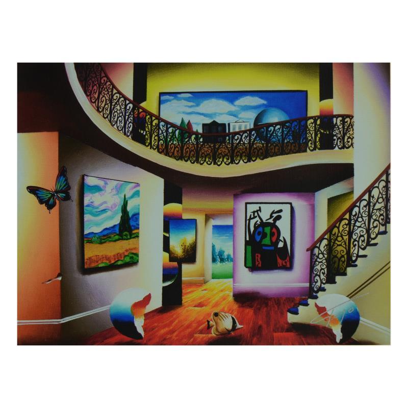 "Cornfield with Magritte and Miro" LE 12x9 Giclee on Canvas by Ferjo (Artova) at PristineAuction.com "Cornfield with Magritte and Miro" LE 12x9 Giclee on Canvas by Ferjo (Artova) at PristineAuction.com