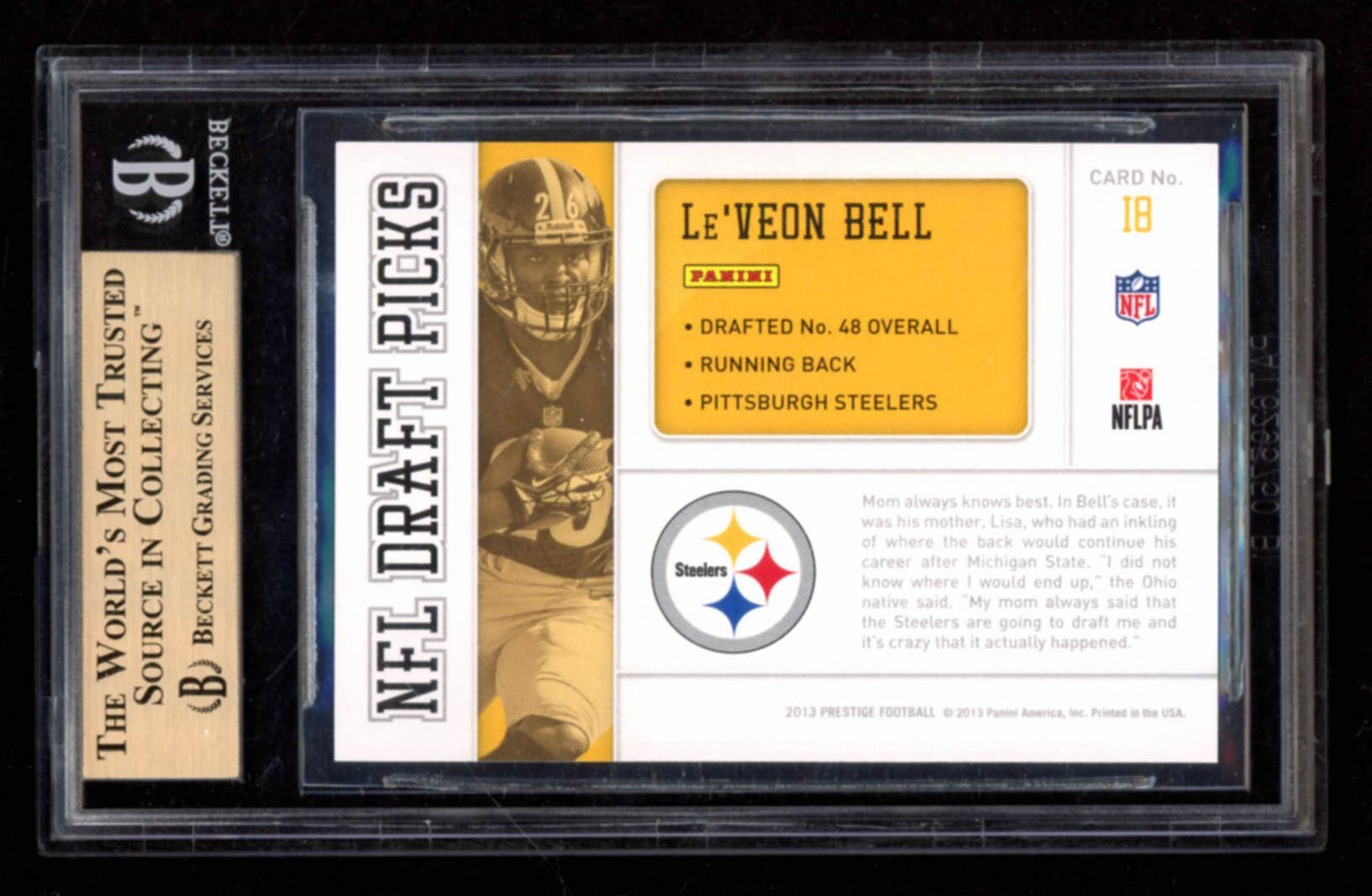 Le'Veon Bell 2013 Prestige Draft Picks Gold #18 (BGS 9.5) at PristineAuction.com Le'Veon Bell 2013 Prestige Draft Picks Gold #18 (BGS 9.5) at PristineAuction.com