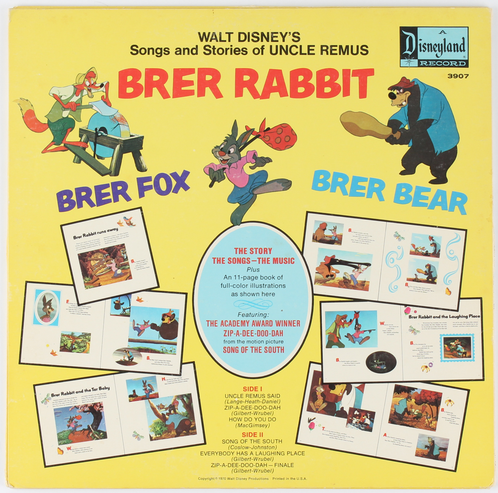 1970 Disney Vintage "Brer Rabbit" Vinyl LP Record Album at PristineAuction.com 1970 Disney Vintage "Brer Rabbit" Vinyl LP Record Album at PristineAuction.com
