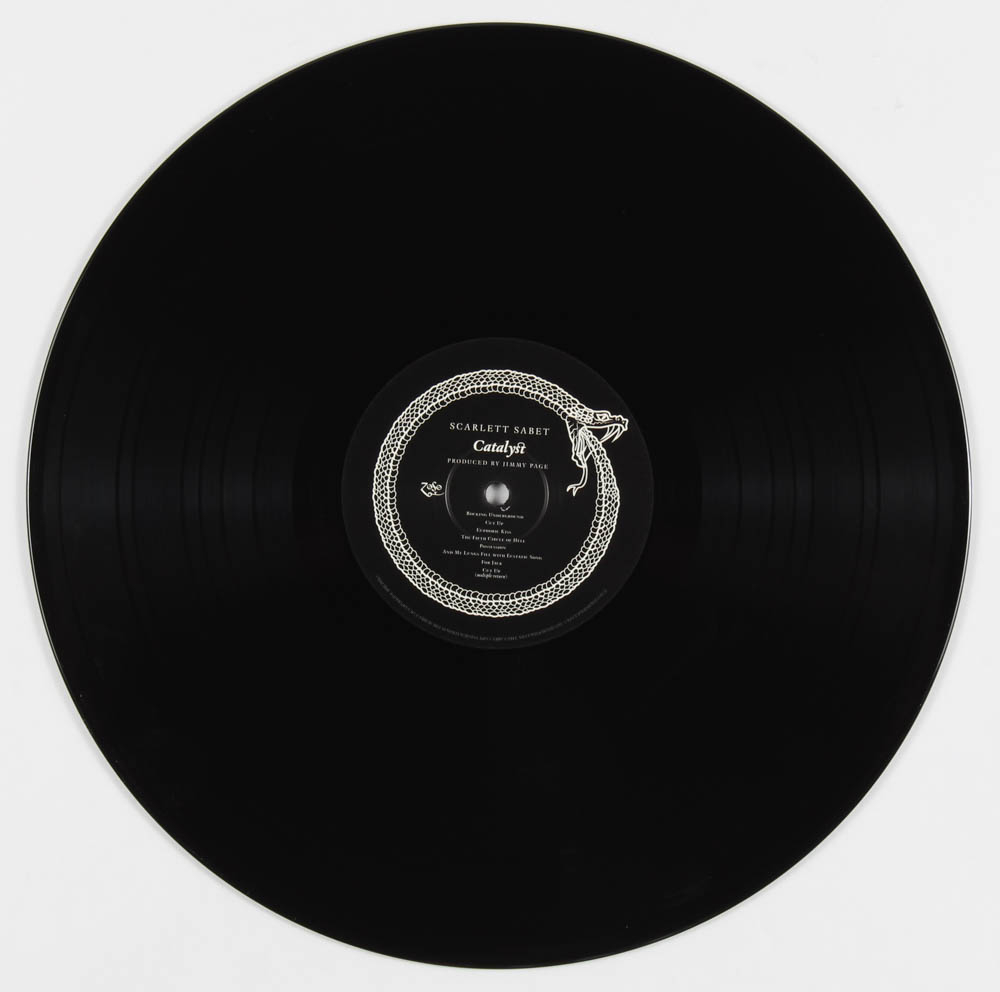 Scarlett Sabet & Jimmy Page Signed "Catalyst" Vinyl Record Album Cover (PSA Hologram) Pristine