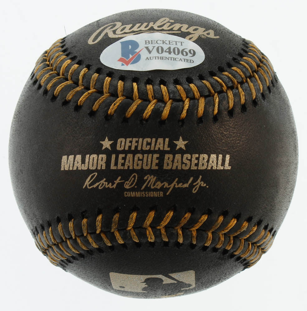 Ronald Acuna Jr. Signed OML Black Leather Baseball Inscribed "Acuna Matata" (Beckett COA) at PristineAuction.com Ronald Acuna Jr. Signed OML Black Leather Baseball Inscribed "Acuna Matata" (Beckett COA) at PristineAuction.com