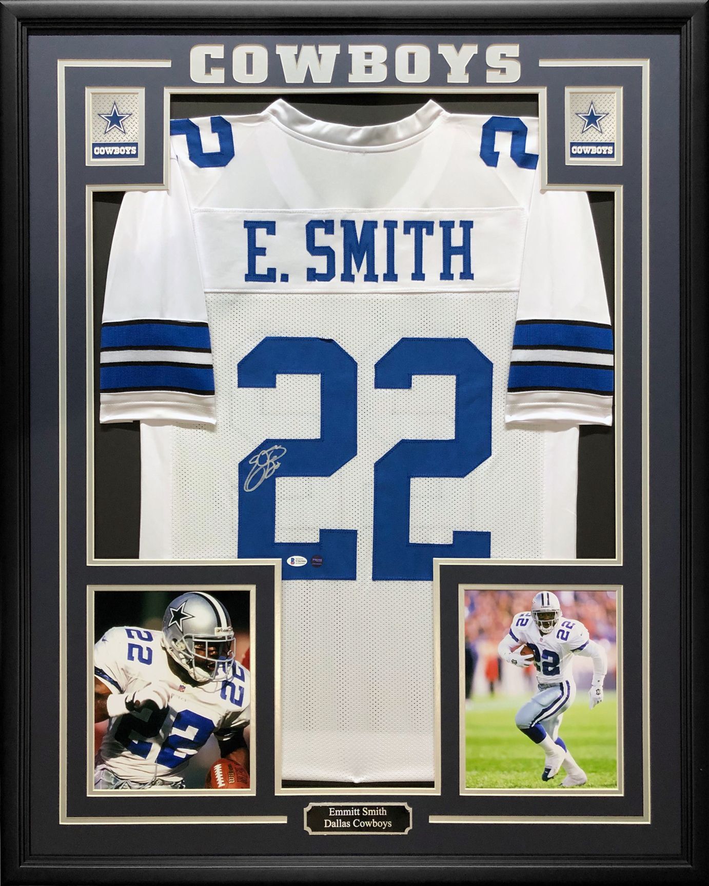 Emmitt Smith Signed 34.5x42.5 Custom Framed Jersey (Beckett & PROVA COA) at PristineAuction.com Emmitt Smith Signed 34.5x42.5 Custom Framed Jersey (Beckett & PROVA COA) at PristineAuction.com