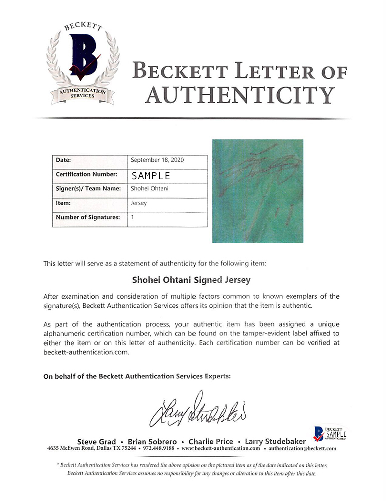 Shohei Ohtani Signed Jersey (Beckett LOA) at PristineAuction.com Shohei Ohtani Signed Jersey (Beckett LOA) at PristineAuction.com