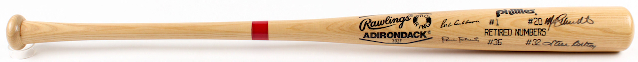 Phillies Retired Numbers Baseball Bat Signed by (4) with Mike Schmidt, Steve Carlton, Richie Ashburn & Robin Roberts (PSA LOA) at PristineAuction.com Phillies Retired Numbers Baseball Bat Signed by (4) with Mike Schmidt, Steve Carlton, Richie Ashburn & Robin Roberts (PSA LOA) at PristineAuction.com
