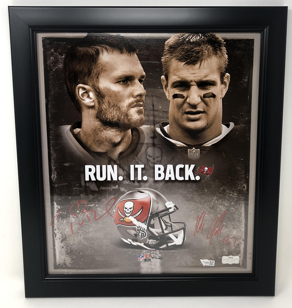 Tom Brady & Rob Gronkowski Signed Buccaneers 15x17 Custom Framed Photo (Fanatics Hologram & Radtke Hologram) at PristineAuction.com Tom Brady & Rob Gronkowski Signed Buccaneers 15x17 Custom Framed Photo (Fanatics Hologram & Radtke Hologram) at PristineAuction.com