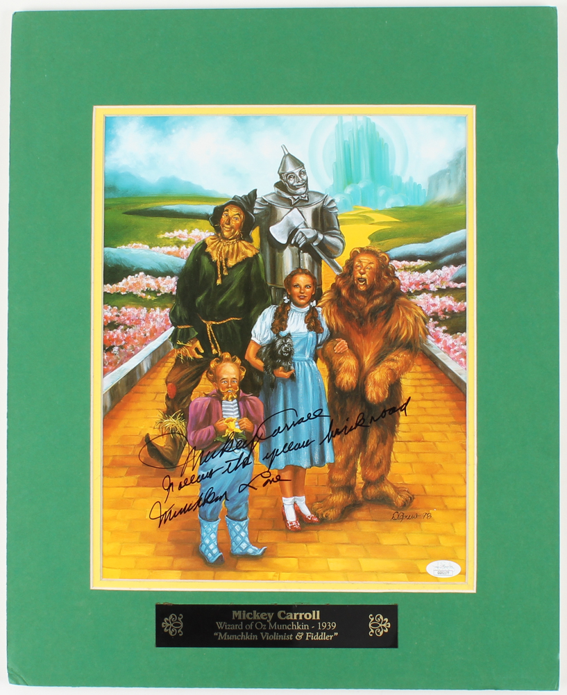 Mickey Carroll Signed "Wizard Of Oz" 16x20 Custom Matted Photo Display Inscribed "Follow The Yellow Brick Road" & "Munchkin Love" (JSA COA) at PristineAuction.com Mickey Carroll Signed "Wizard Of Oz" 16x20 Custom Matted Photo Display Inscribed "Follow The Yellow Brick Road" & "Munchkin Love" (JSA COA) at PristineAuction.com