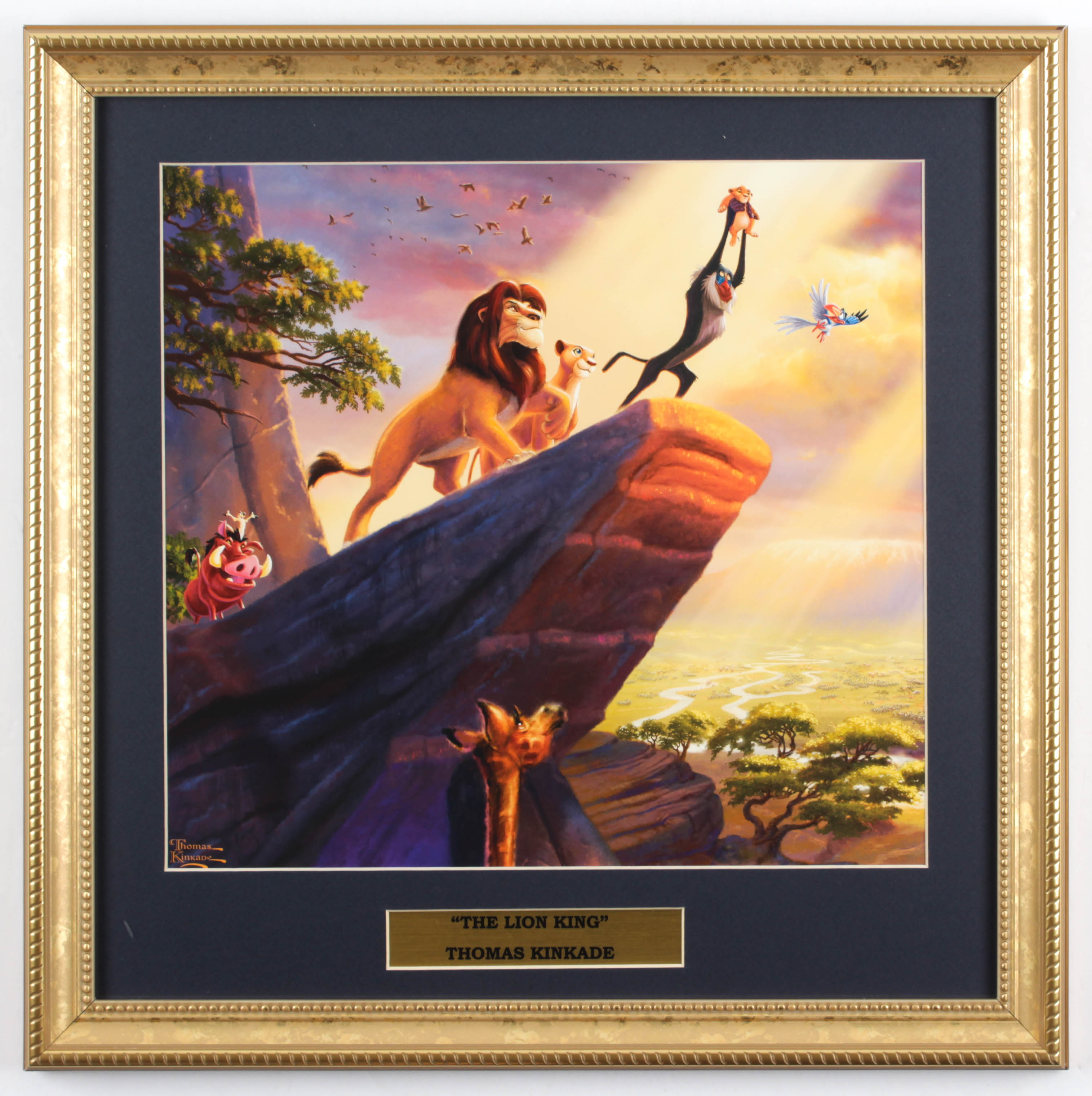 Thomas Kinkade Walt Disney's "The Lion King" 16x16 Custom Framed Print Display at PristineAuction.com Thomas Kinkade Walt Disney's "The Lion King" 16x16 Custom Framed Print Display at PristineAuction.com