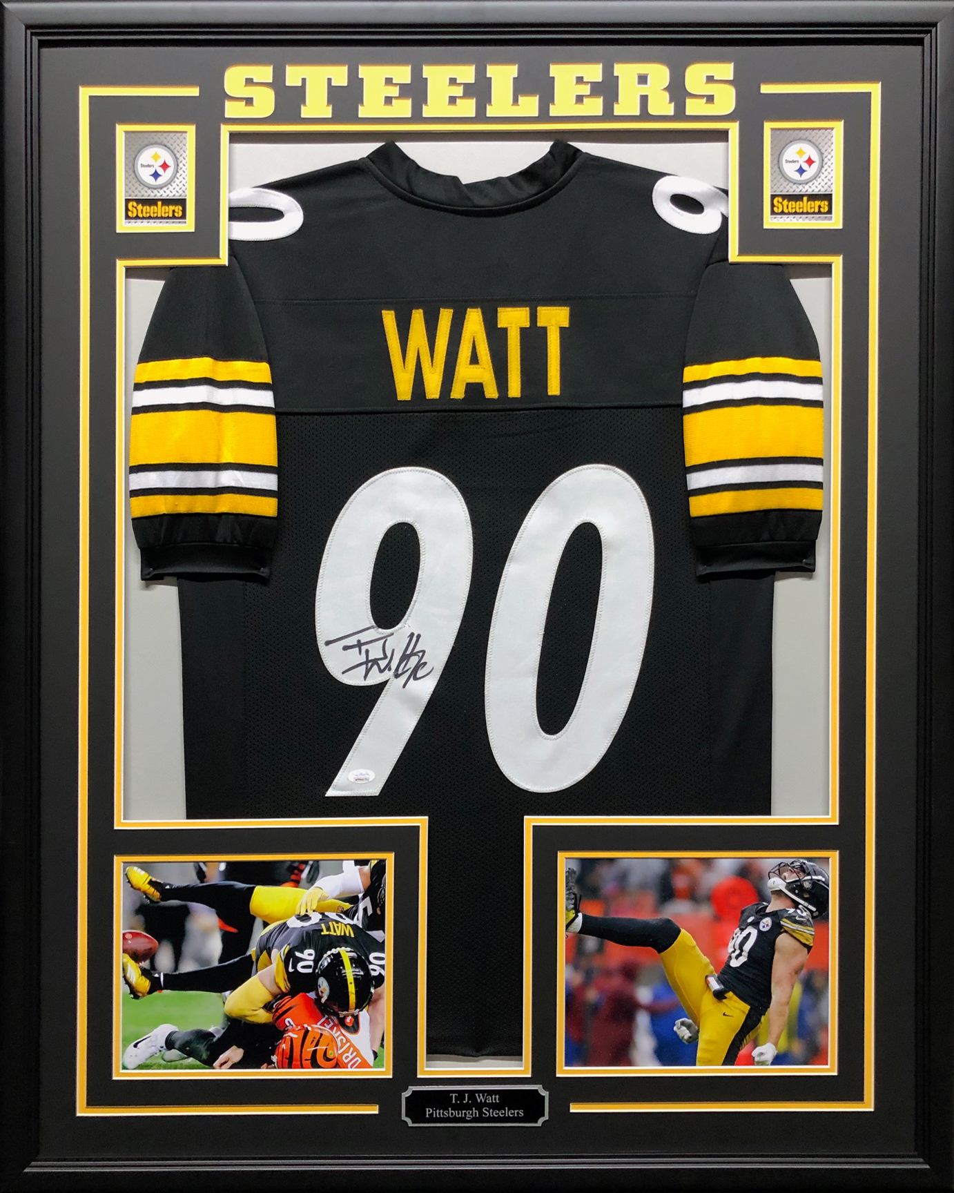 T.J. Watt Signed 34.5x42.5 Custom Framed Jersey (JSA COA) at PristineAuction.com T.J. Watt Signed 34.5x42.5 Custom Framed Jersey (JSA COA) at PristineAuction.com