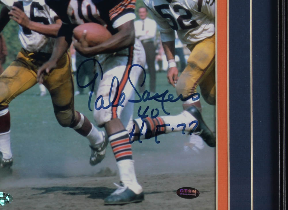 Dick Butkus, Walter Payton, & Gale Sayers Signed Bears 20.5x32 Custom Framed Photo Display (SOP COA) at PristineAuction.com Dick Butkus, Walter Payton, & Gale Sayers Signed Bears 20.5x32 Custom Framed Photo Display (SOP COA) at PristineAuction.com