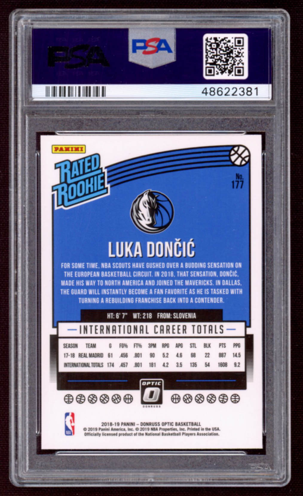 Luka Doncic 2018-19 Donruss Optic #177 RR RC (PSA 10) at PristineAuction.com Luka Doncic 2018-19 Donruss Optic #177 RR RC (PSA 10) at PristineAuction.com