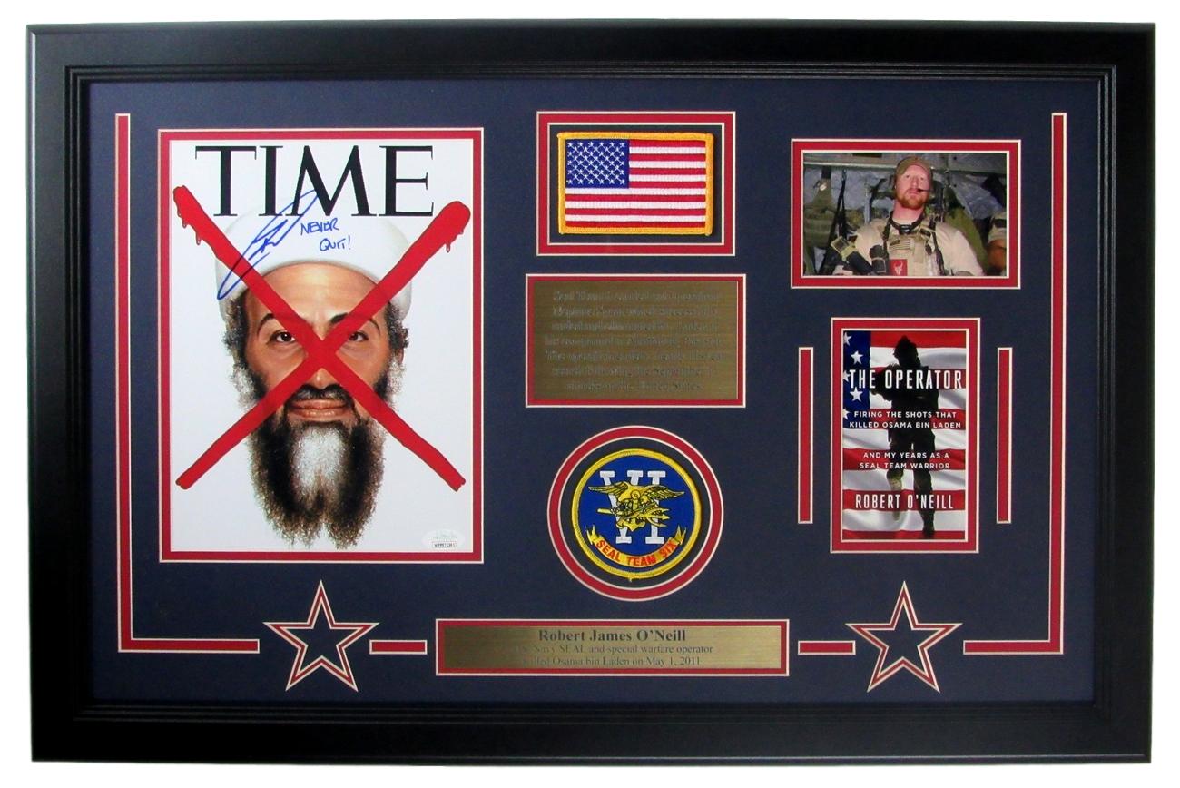 Robert J. O'Neill Signed 18x27 Custom Framed Photo Display Inscribed "Never Quit!" (JSA COA) at PristineAuction.com Robert J. O'Neill Signed 18x27 Custom Framed Photo Display Inscribed "Never Quit!" (JSA COA) at PristineAuction.com