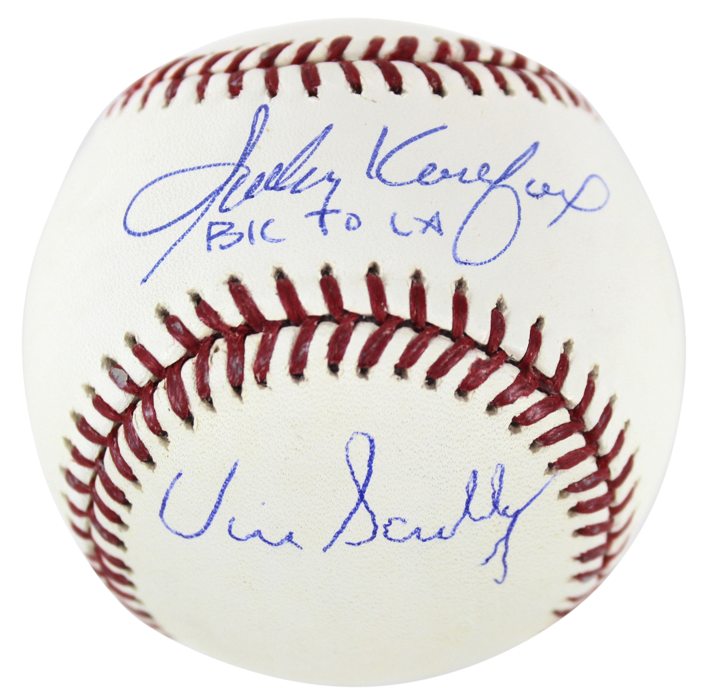 Sandy Koufax & Vin Scully Signed OML Baseball Inscribed "BK to LA" (Beckett COA & Steiner Hologram) at PristineAuction.com Sandy Koufax & Vin Scully Signed OML Baseball Inscribed "BK to LA" (Beckett COA & Steiner Hologram) at PristineAuction.com