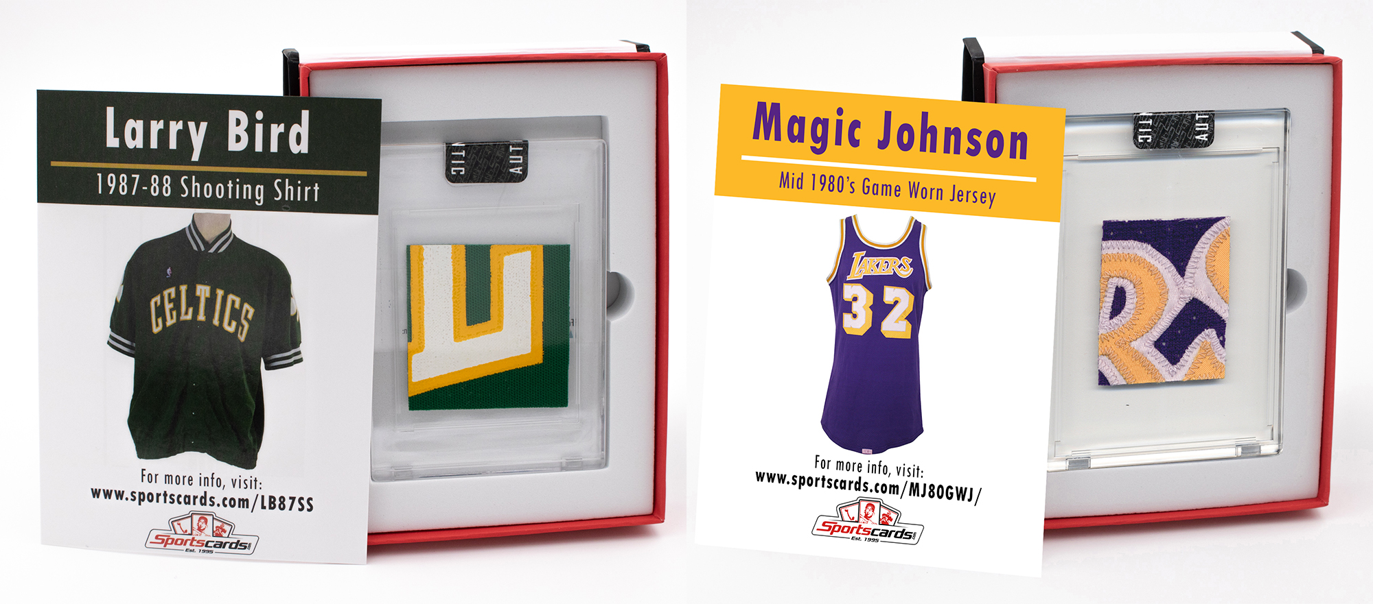 LARRY BIRD & MAGIC JOHNSON GAME WORN MYSTERY SWATCH BOXES! YOU GET BOTH! at PristineAuction.com LARRY BIRD & MAGIC JOHNSON GAME WORN MYSTERY SWATCH BOXES! YOU GET BOTH! at PristineAuction.com