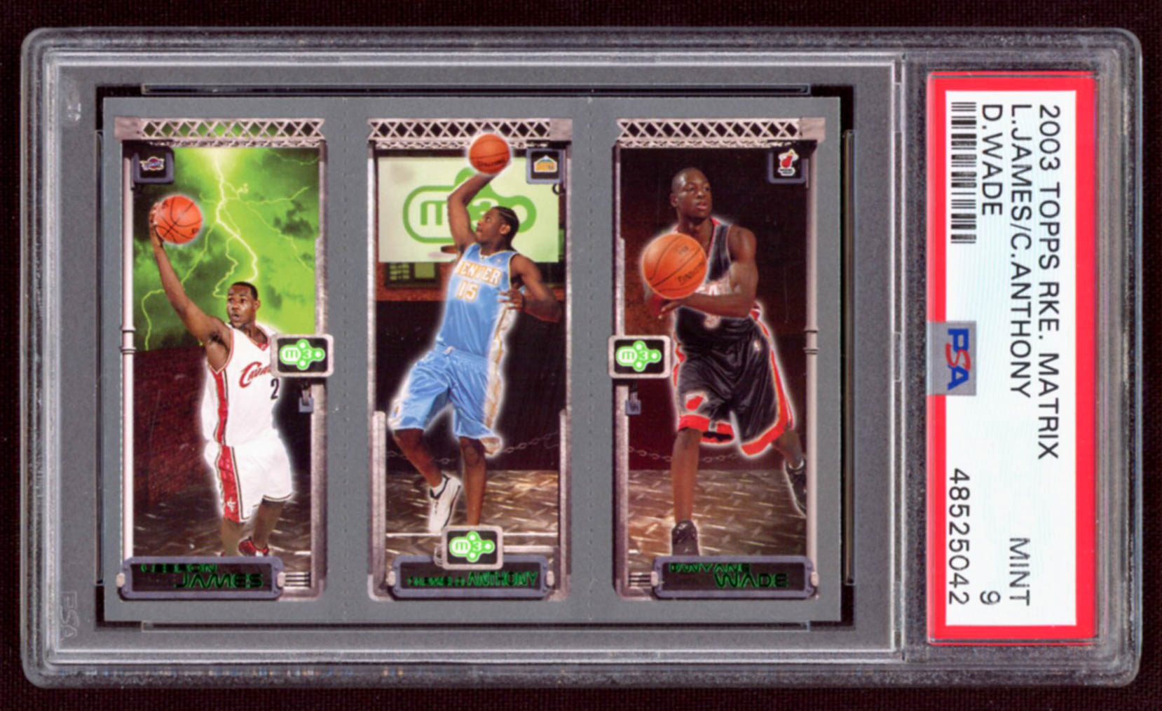 2003-04 Topps Rookie Matrix #JAW LeBron James 111 RC / Carmelo Anthony 113 RC / Dwyane Wade 115 RC (PSA 9) at PristineAuction.com 2003-04 Topps Rookie Matrix #JAW LeBron James 111 RC / Carmelo Anthony 113 RC / Dwyane Wade 115 RC (PSA 9) at PristineAuction.com