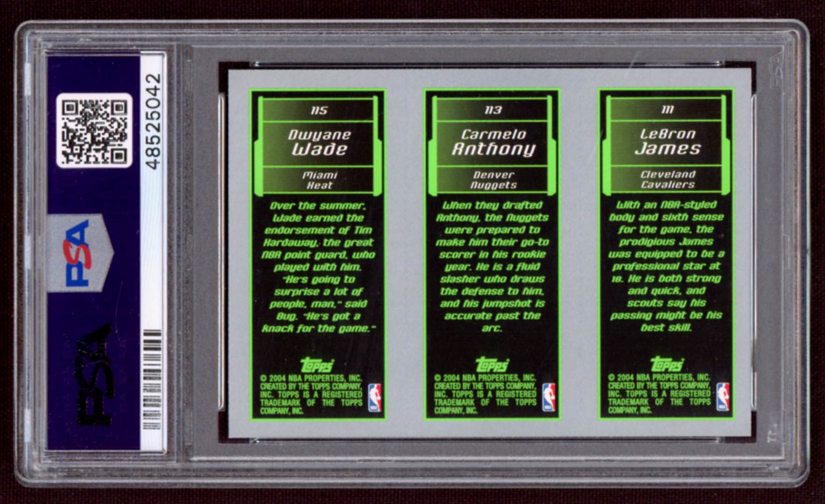 2003-04 Topps Rookie Matrix #JAW LeBron James 111 RC / Carmelo Anthony 113 RC / Dwyane Wade 115 RC (PSA 9) at PristineAuction.com 2003-04 Topps Rookie Matrix #JAW LeBron James 111 RC / Carmelo Anthony 113 RC / Dwyane Wade 115 RC (PSA 9) at PristineAuction.com
