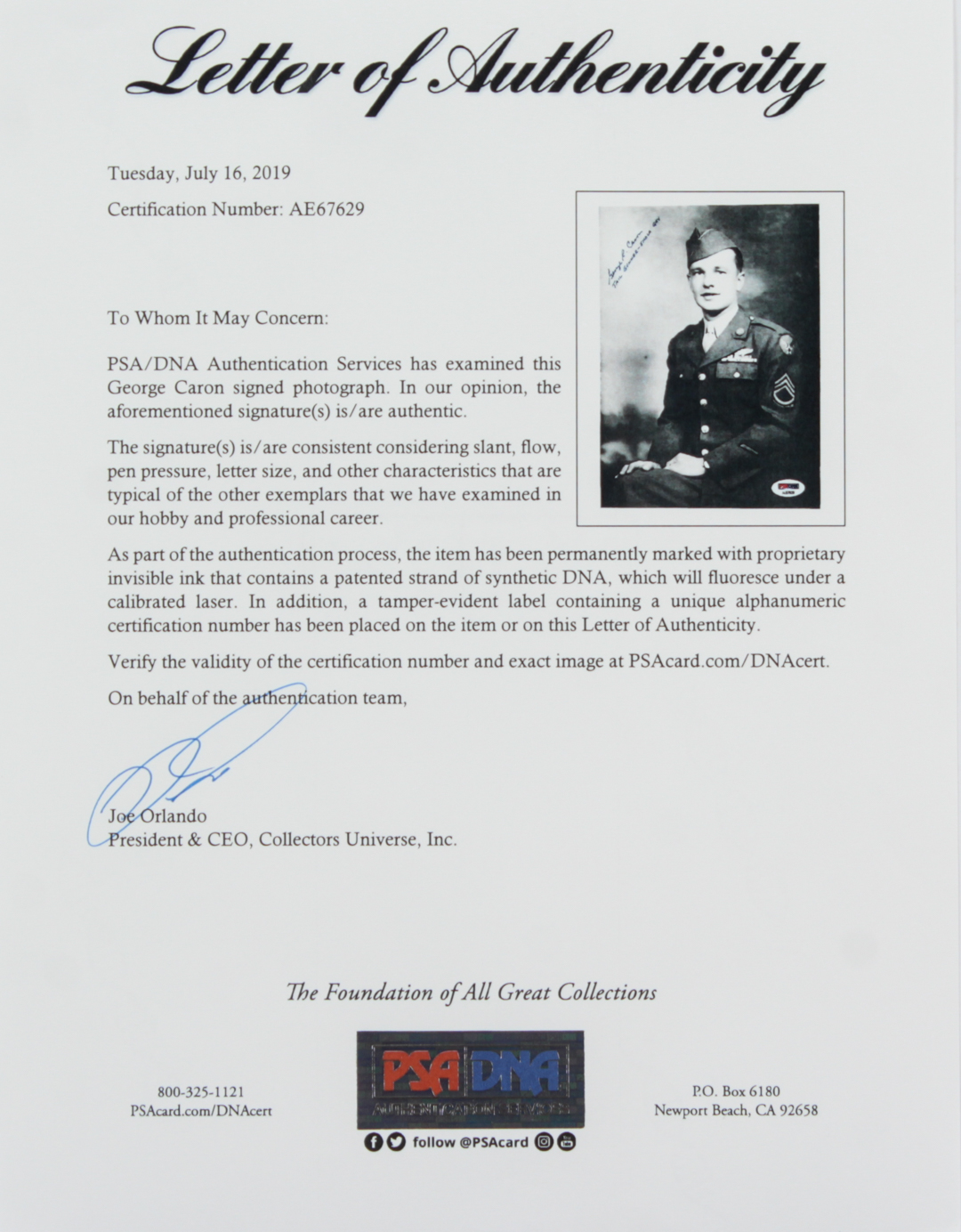 George R. Caron Signed 11.75x14.75 Custom Framed Photo Display Inscribed "Tail Gunner - Enola Gay" (PSA LOA) at PristineAuction.com George R. Caron Signed 11.75x14.75 Custom Framed Photo Display Inscribed "Tail Gunner - Enola Gay" (PSA LOA) at PristineAuction.com