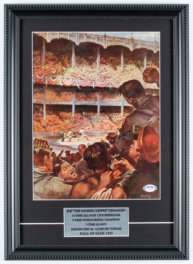 Joe DiMaggio Signed 13x18 Custom Framed Print Display (PSA LOA) at PristineAuction.com Joe DiMaggio Signed 13x18 Custom Framed Print Display (PSA LOA) at PristineAuction.com