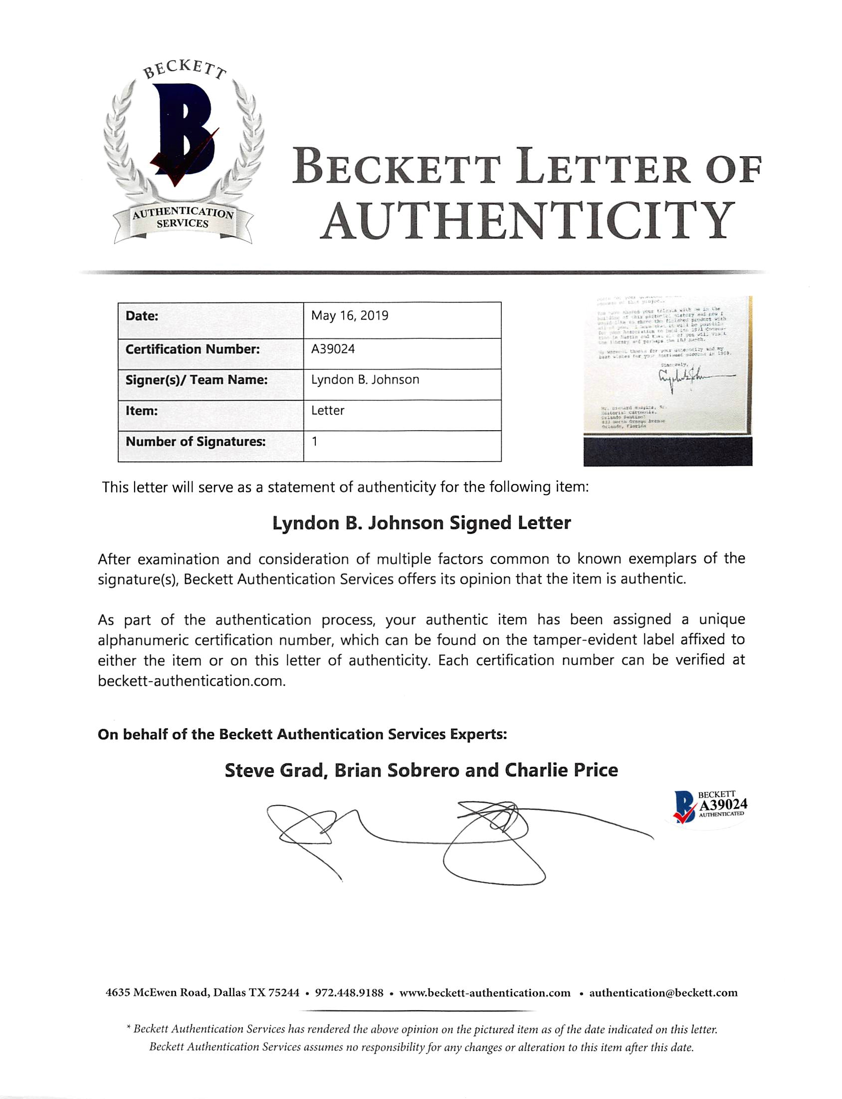Lyndon B. Johnson Signed 24.75x28.75 Custom Framed Letter Display (Beckett LOA) at PristineAuction.com Lyndon B. Johnson Signed 24.75x28.75 Custom Framed Letter Display (Beckett LOA) at PristineAuction.com