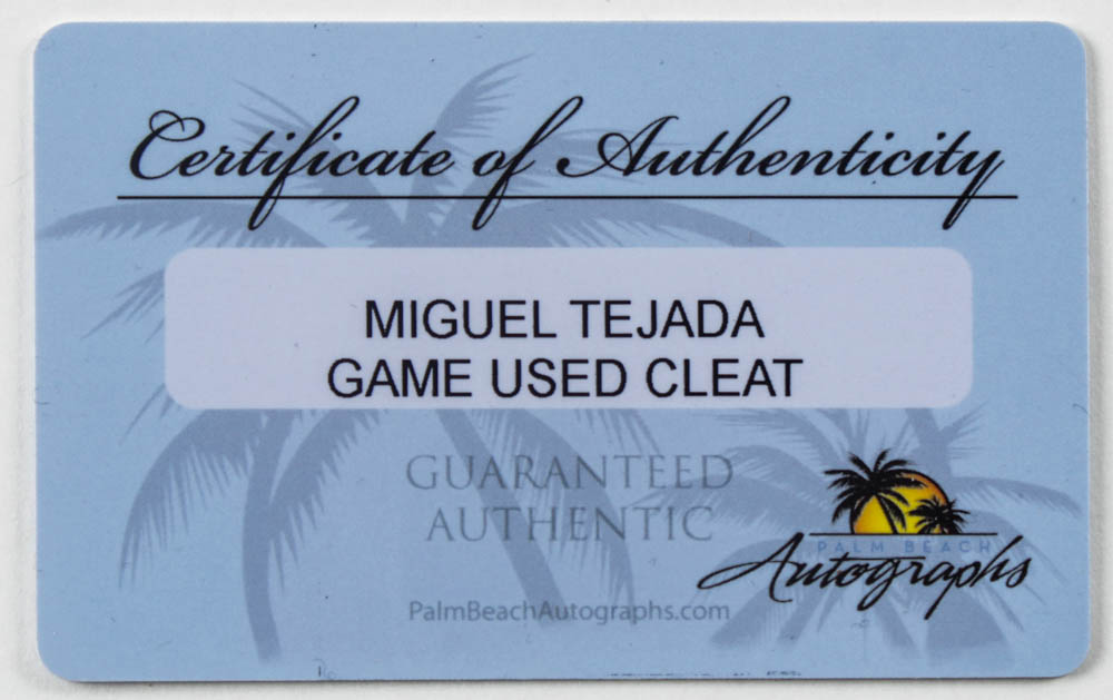 Miguel Tejada Signed Game-Used Nike Baseball Cleat (Palm Beach COA) at PristineAuction.com Miguel Tejada Signed Game-Used Nike Baseball Cleat (Palm Beach COA) at PristineAuction.com