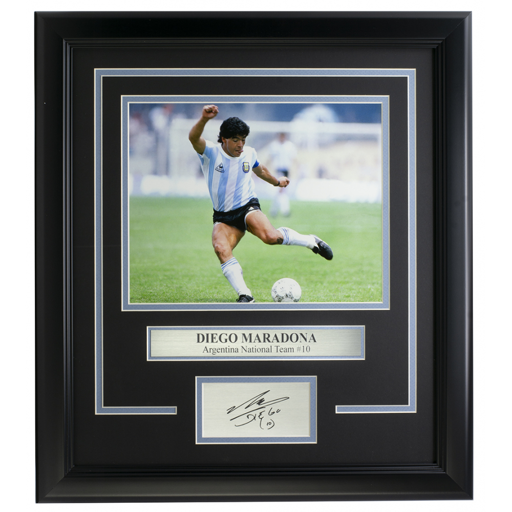 Diego Maradona Argentina Custom Framed Photo Display Pristine Auction