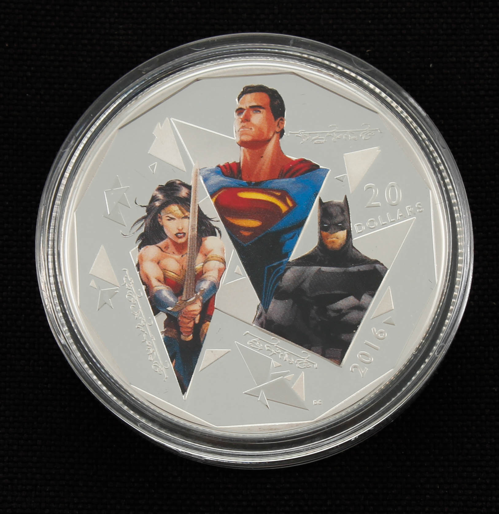 2016 Batman vs. Superman: Dawn of Justice $30 Thirty Dollar 1 oz Fine Silver Colorized Coin with Display Box at PristineAuction.com 2016 Batman vs. Superman: Dawn of Justice $30 Thirty Dollar 1 oz Fine Silver Colorized Coin with Display Box at PristineAuction.com