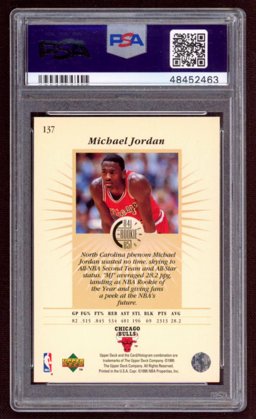 Michael Jordan 1995-96 Upper Deck The Rookie Years #137 (PSA 10) at PristineAuction.com Michael Jordan 1995-96 Upper Deck The Rookie Years #137 (PSA 10) at PristineAuction.com