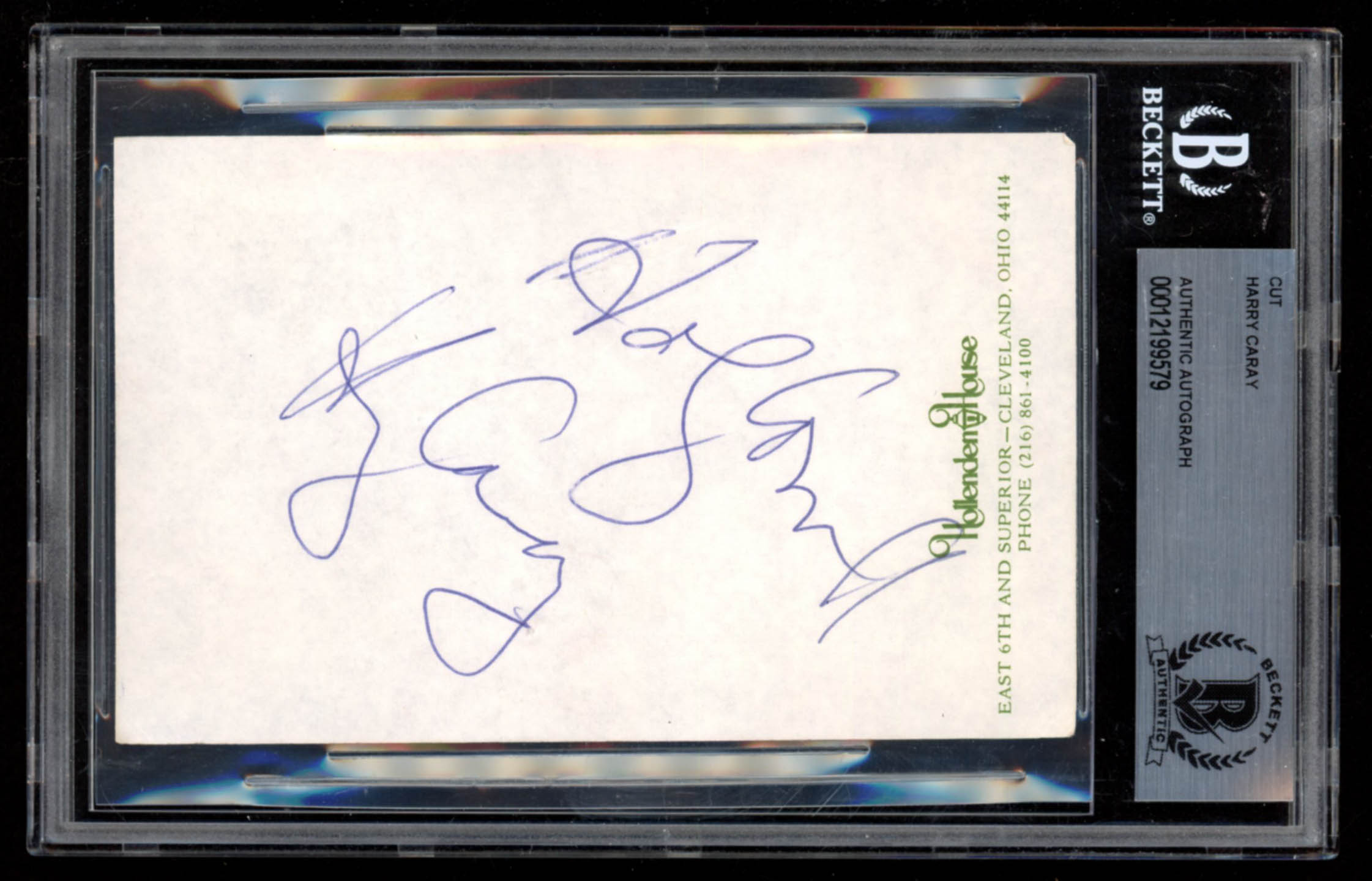 Harry Caray Signed 3.5x5.5 Cut with Inscription Inscribed "Holy Cow!!" (BAS Encapsulated) at PristineAuction.com Harry Caray Signed 3.5x5.5 Cut with Inscription Inscribed "Holy Cow!!" (BAS Encapsulated) at PristineAuction.com