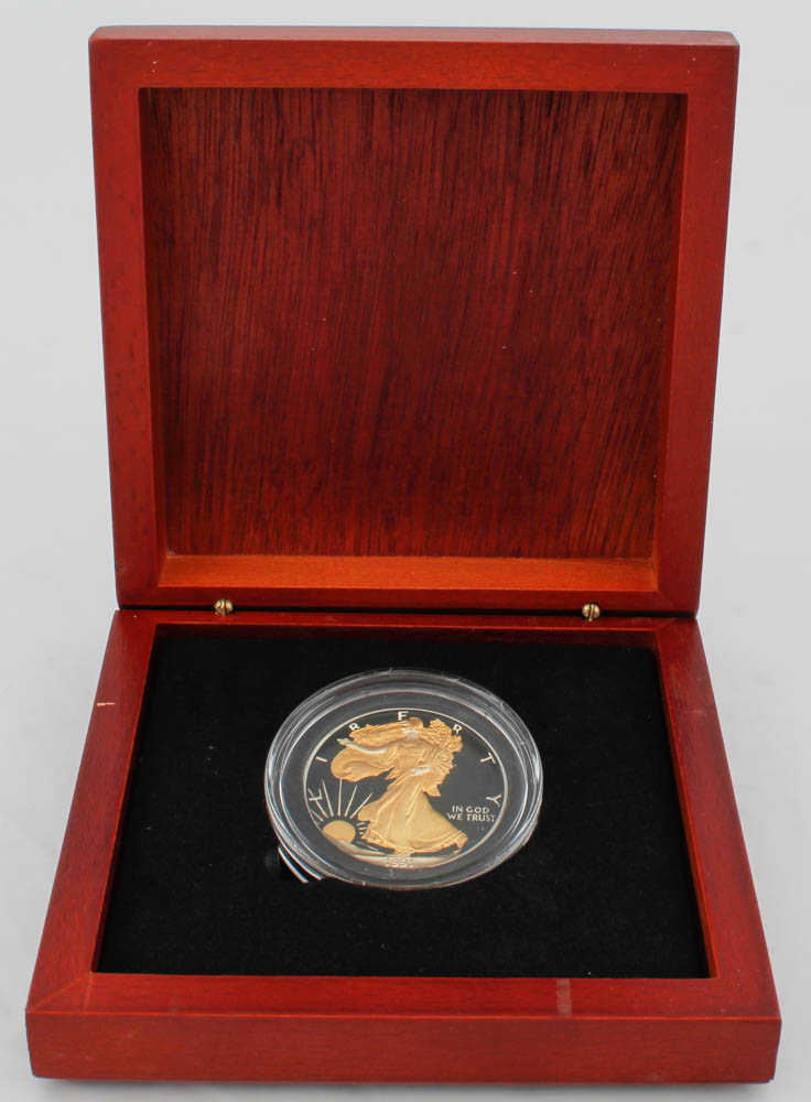 1991 Silver Eagle $1 Dollar 24kt Gold Coin in Case at PristineAuction.com 1991 Silver Eagle $1 Dollar 24kt Gold Coin in Case at PristineAuction.com