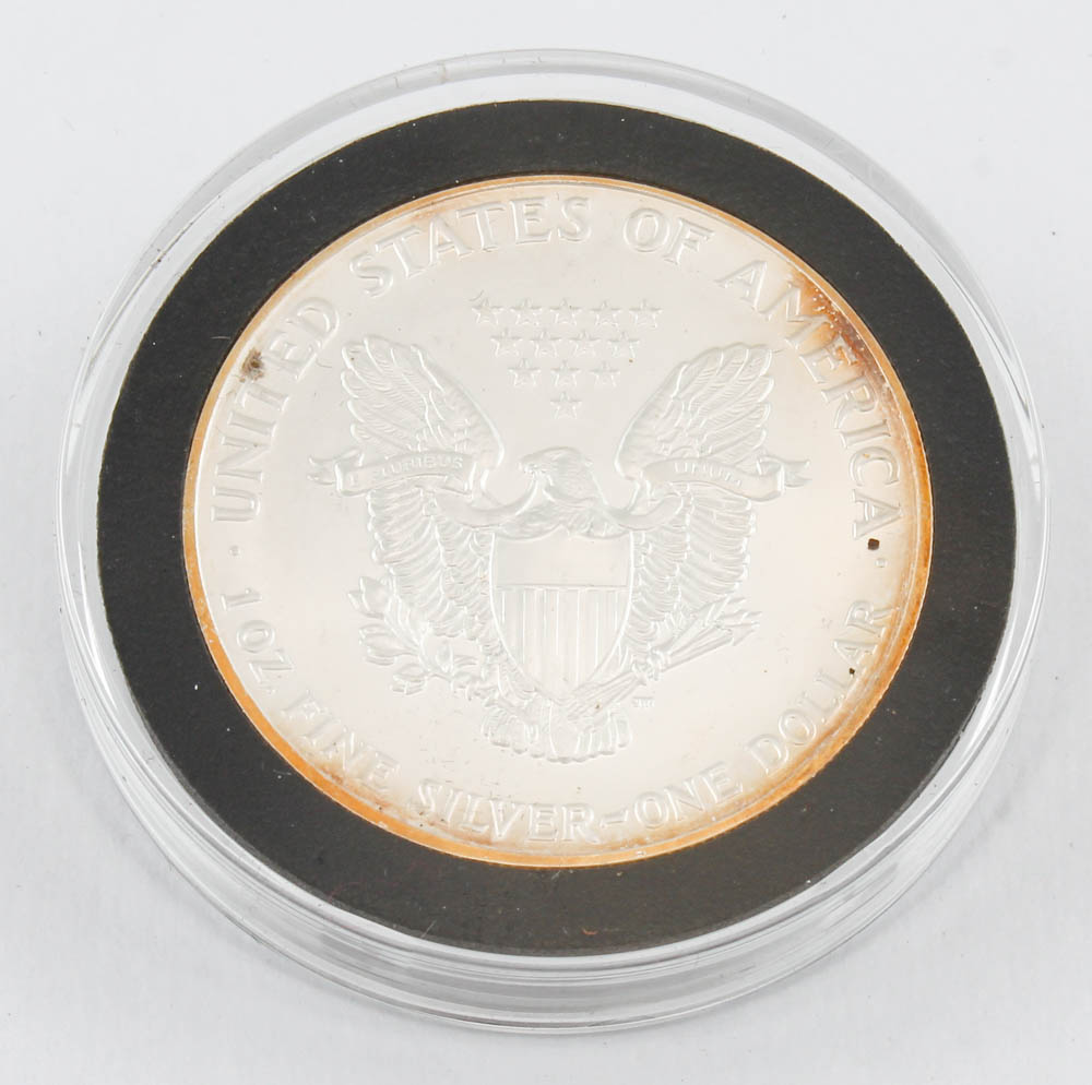 1991 Silver Eagle $1 Dollar 24kt Gold Coin in Case at PristineAuction.com 1991 Silver Eagle $1 Dollar 24kt Gold Coin in Case at PristineAuction.com