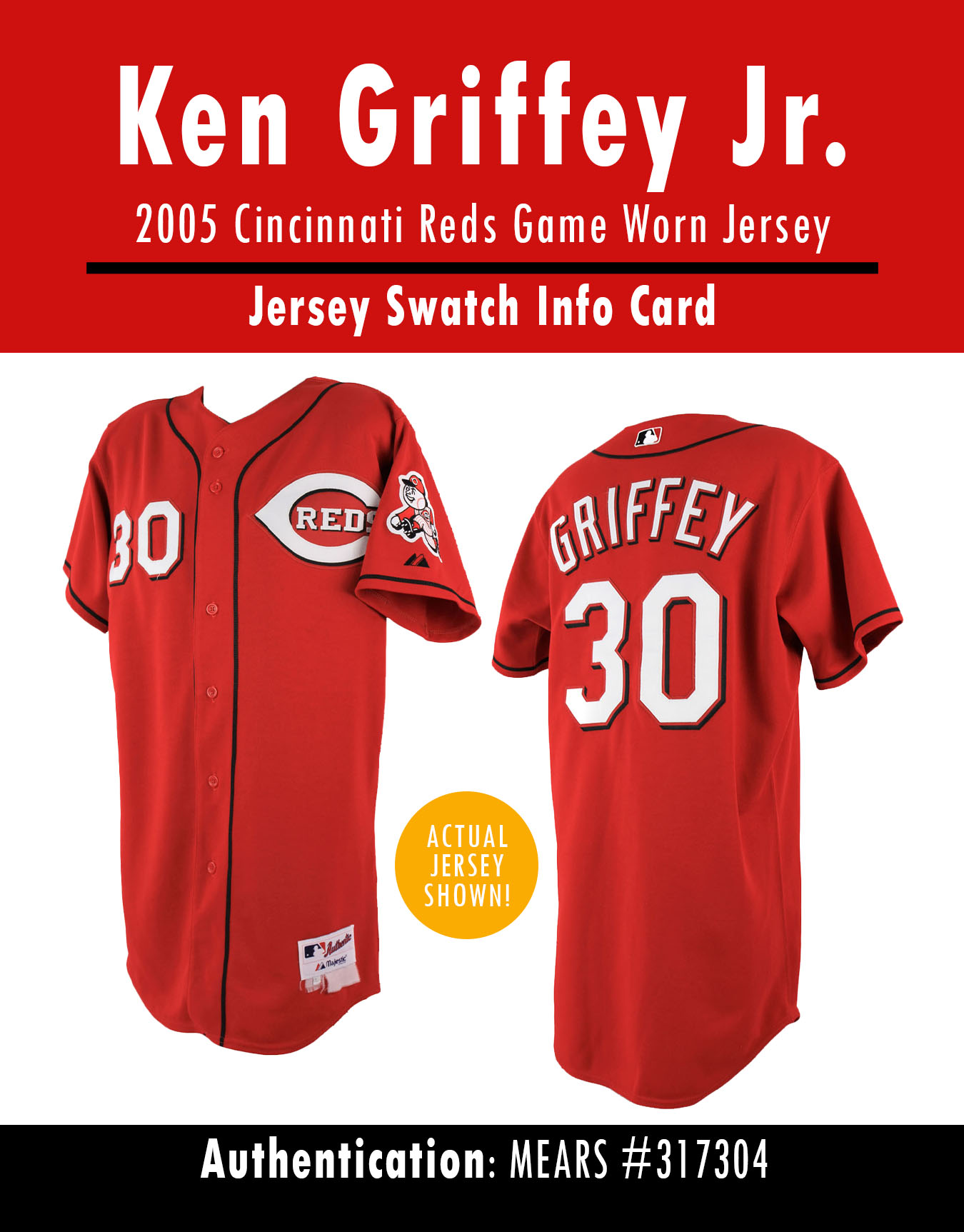 KEN GRIFFEY JR. 2005 REDS GAME JERSEY MYSTERY SWATCH BOX! at PristineAuction.com KEN GRIFFEY JR. 2005 REDS GAME JERSEY MYSTERY SWATCH BOX! at PristineAuction.com