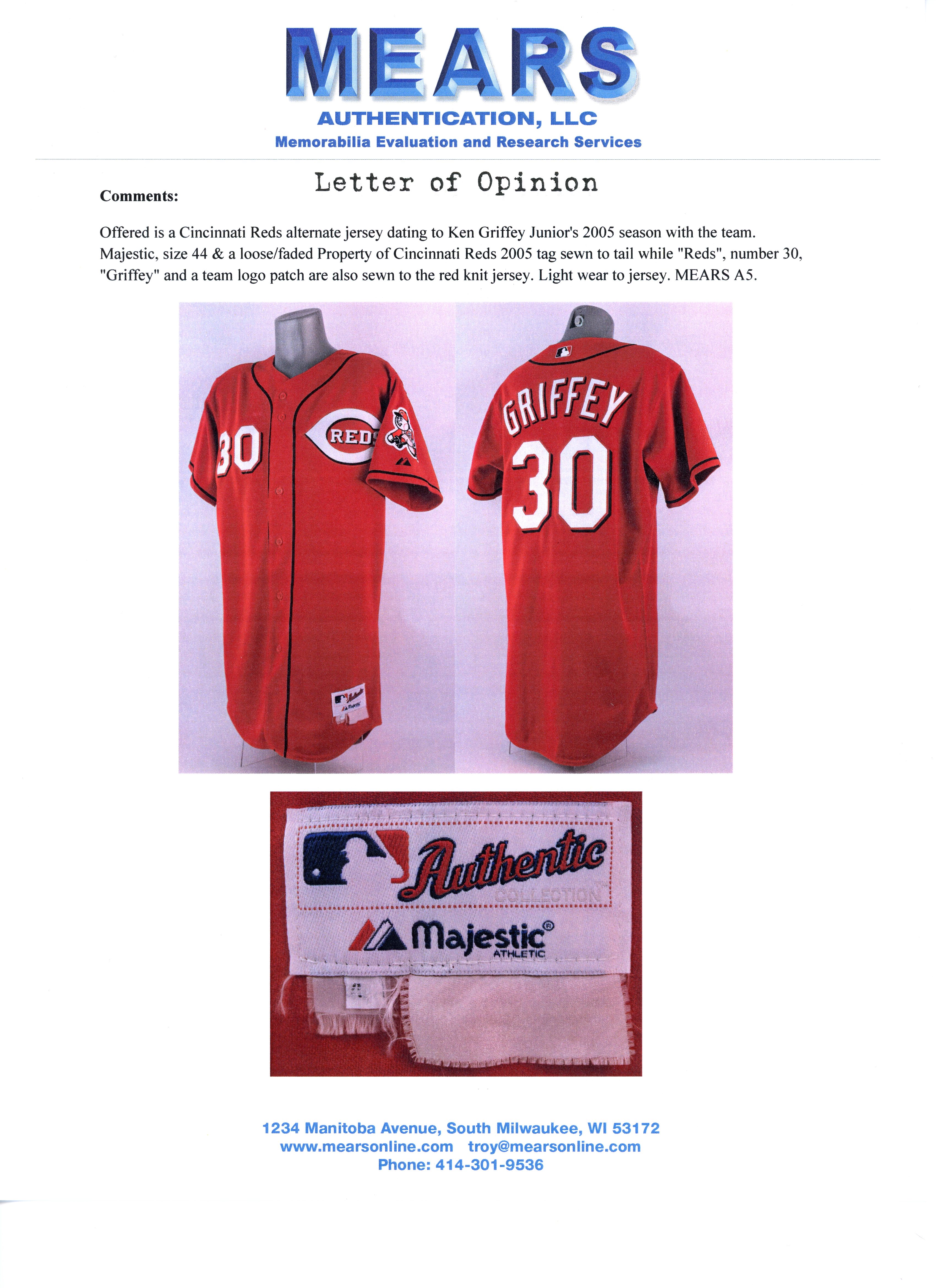 KEN GRIFFEY JR. 2005 REDS GAME JERSEY MYSTERY SWATCH BOX! at PristineAuction.com KEN GRIFFEY JR. 2005 REDS GAME JERSEY MYSTERY SWATCH BOX! at PristineAuction.com
