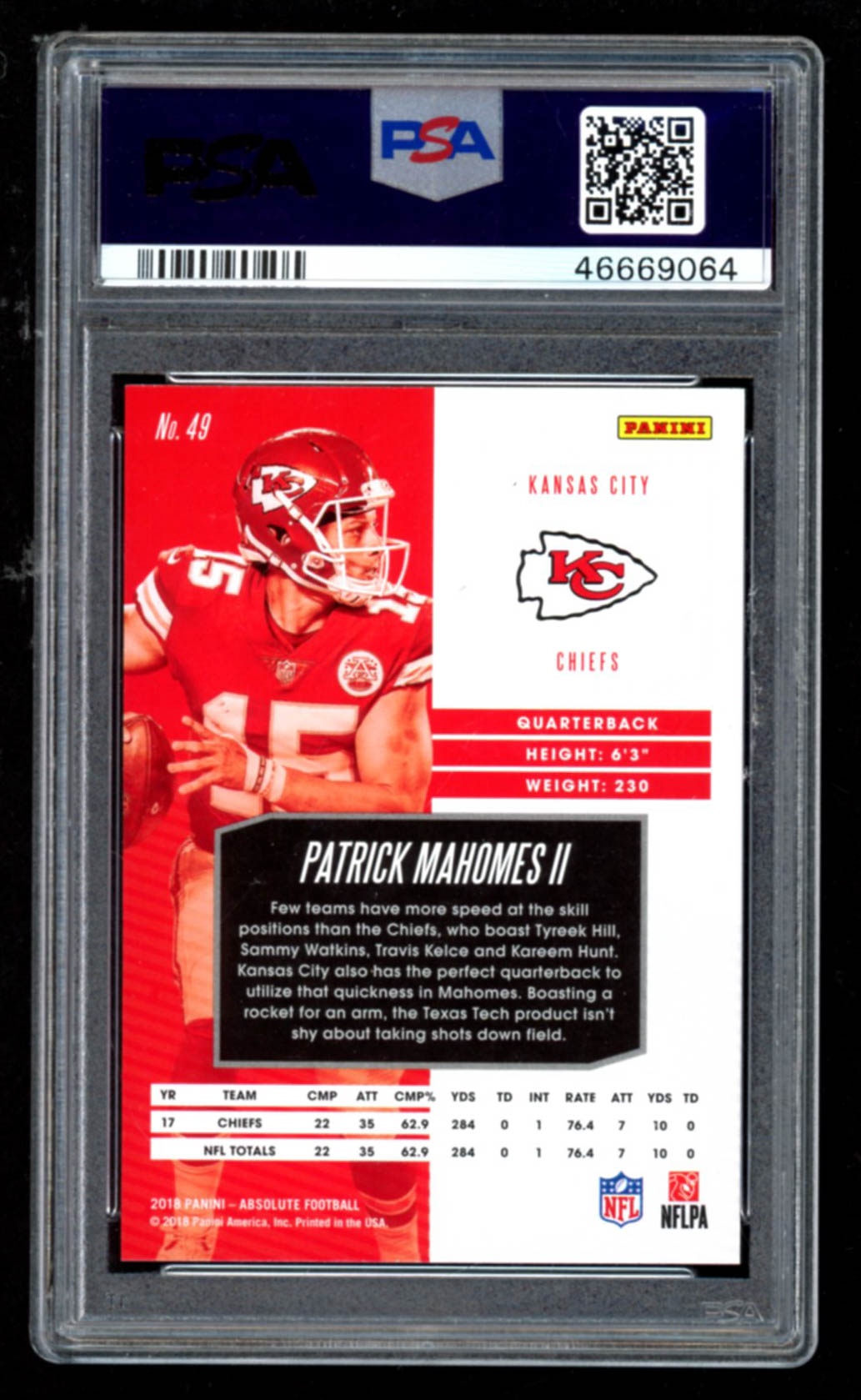 Patrick Mahomes II 2018 Absolute #49 (PSA 10) at PristineAuction.com Patrick Mahomes II 2018 Absolute #49 (PSA 10) at PristineAuction.com