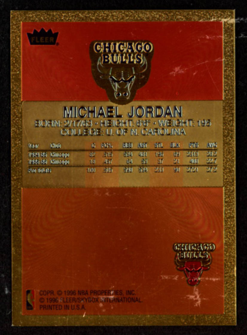 Michael Jordan 1996-97 Fleer Polychrome Refactor 23kt Gold Card at PristineAuction.com Michael Jordan 1996-97 Fleer Polychrome Refactor 23kt Gold Card at PristineAuction.com