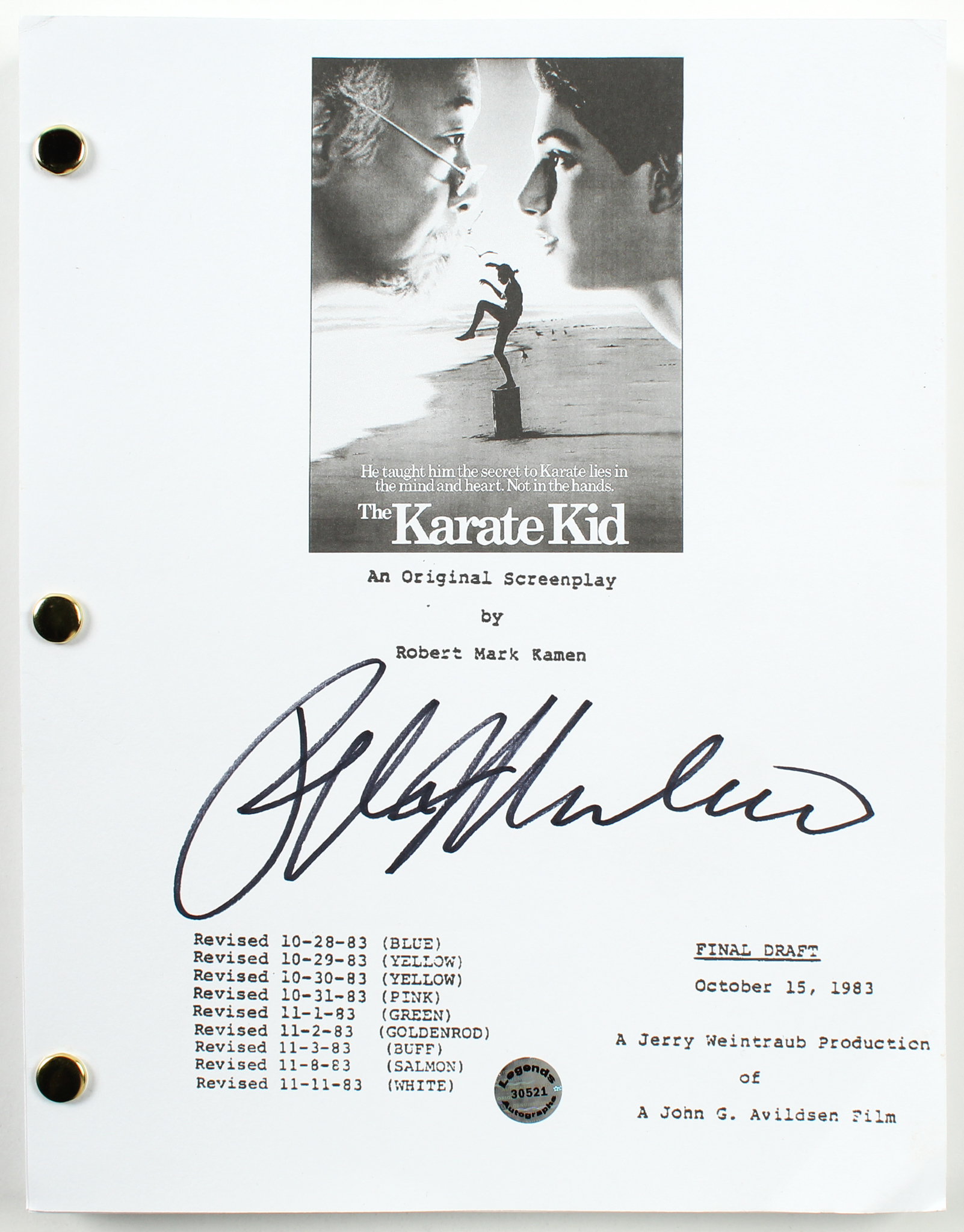 Ralph Macchio Signed "The Karate Kid" Movie Script (AutographCOA COA) at PristineAuction.com Ralph Macchio Signed "The Karate Kid" Movie Script (AutographCOA COA) at PristineAuction.com