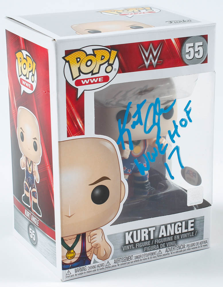 Kurt Angle Signed WWE #55 Funko Pop! Vinyl Figure Inscribed "WWE HOF '17" (PSA) at PristineAuction.com Kurt Angle Signed WWE #55 Funko Pop! Vinyl Figure Inscribed "WWE HOF '17" (PSA) at PristineAuction.com