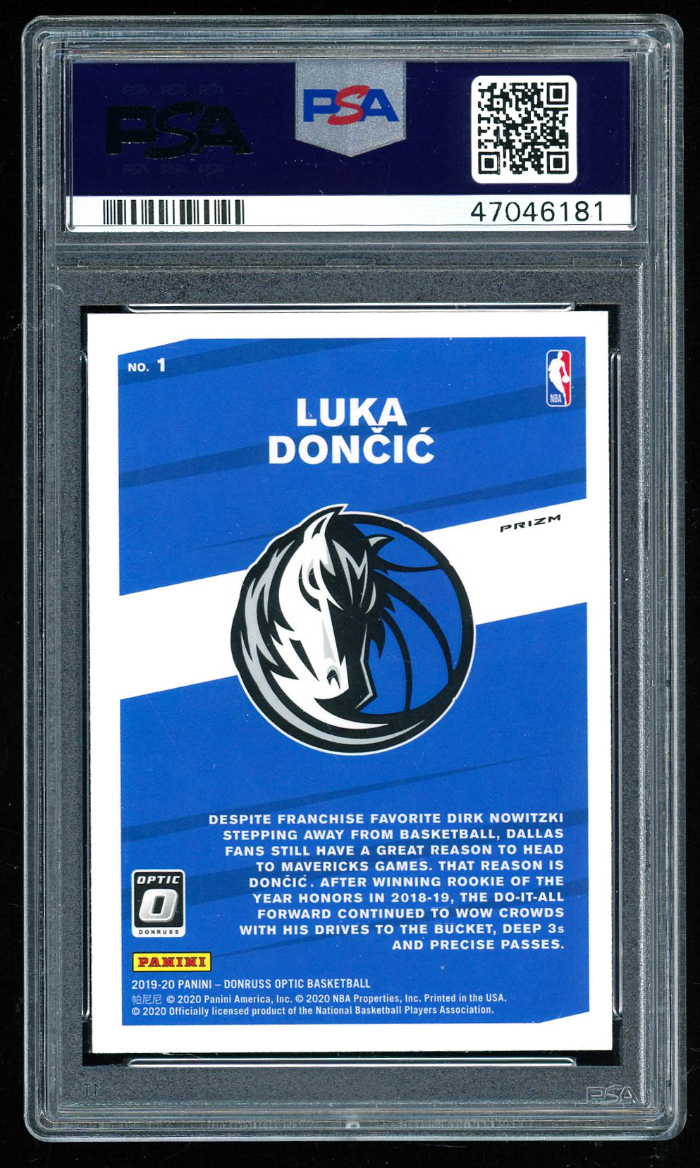 Luka Doncic 2019-20 Donruss Optic My House Holo #1 (PSA 10) at PristineAuction.com Luka Doncic 2019-20 Donruss Optic My House Holo #1 (PSA 10) at PristineAuction.com