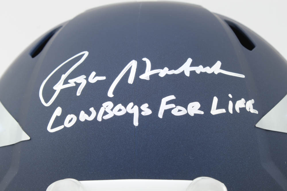 Roger Staubach Signed Cowboys Full-Size AMP Alternate Speed Helmet Inscribed "Cowboys For Life" (Beckett COA) at PristineAuction.com Roger Staubach Signed Cowboys Full-Size AMP Alternate Speed Helmet Inscribed "Cowboys For Life" (Beckett COA) at PristineAuction.com