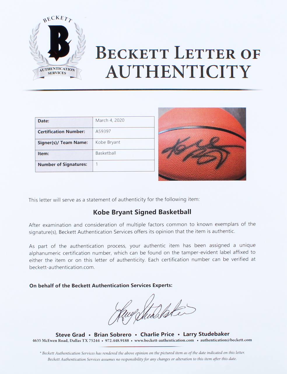 Lot of (2) Kobe Bryant Items With Signed NBA Basketball With Display Case & 1999 Game Worn Warm Ups Piece (Beckett LOA & PSA Hologram) at PristineAuction.com Lot of (2) Kobe Bryant Items With Signed NBA Basketball With Display Case & 1999 Game Worn Warm Ups Piece (Beckett LOA & PSA Hologram) at PristineAuction.com