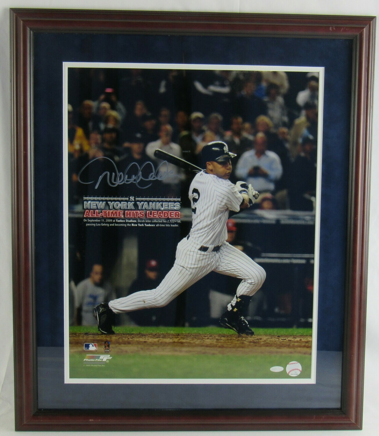 Derek Jeter Signed Yankees 17x24 Custom Framed Photo Display (Steiner COA) at PristineAuction.com Derek Jeter Signed Yankees 17x24 Custom Framed Photo Display (Steiner COA) at PristineAuction.com