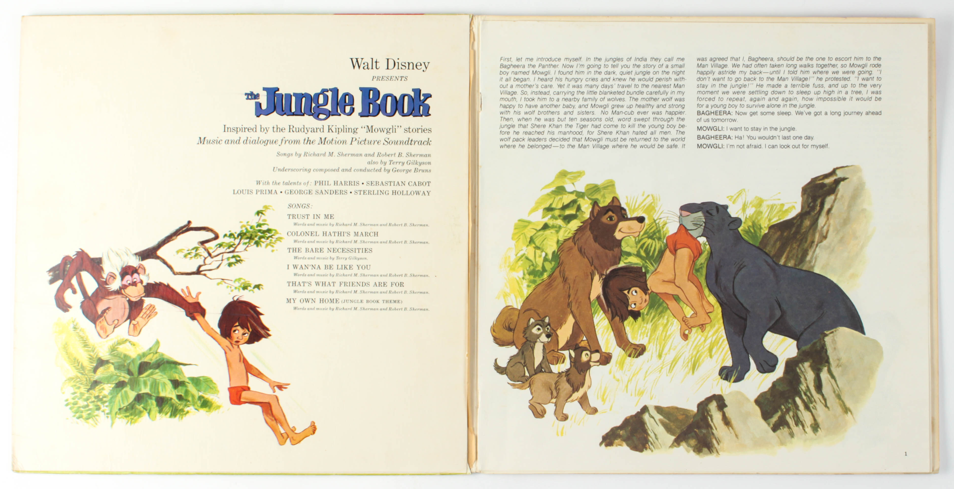 Walt Disney's "The Jungle Book" Original Soundtrack Read-Along Book Vinyl Record Album at PristineAuction.com Walt Disney's "The Jungle Book" Original Soundtrack Read-Along Book Vinyl Record Album at PristineAuction.com