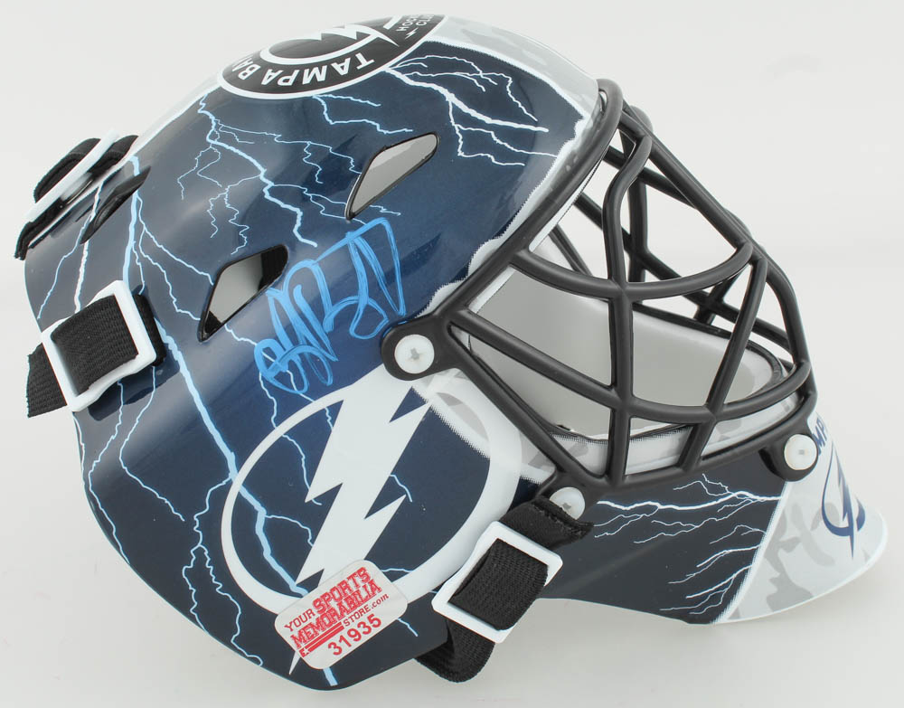 Andrei Vasilevskiy Signed Lightning Mini Goalie Mask (YSMS COA) at PristineAuction.com Andrei Vasilevskiy Signed Lightning Mini Goalie Mask (YSMS COA) at PristineAuction.com