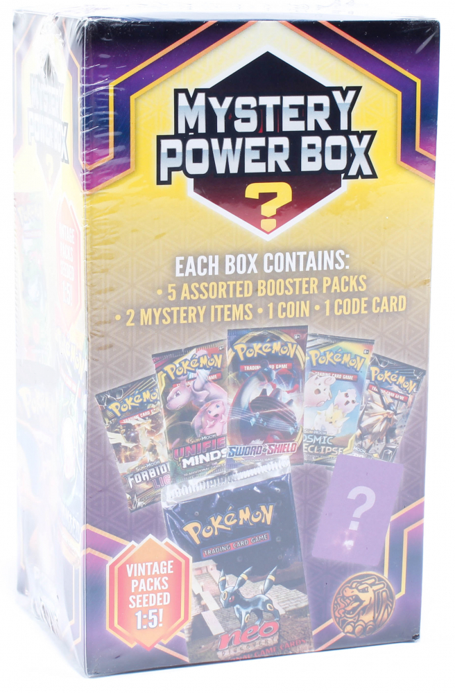 2020 Pokemon Mystery Power Card Box with (5) Booster Packs, (2) Mystery