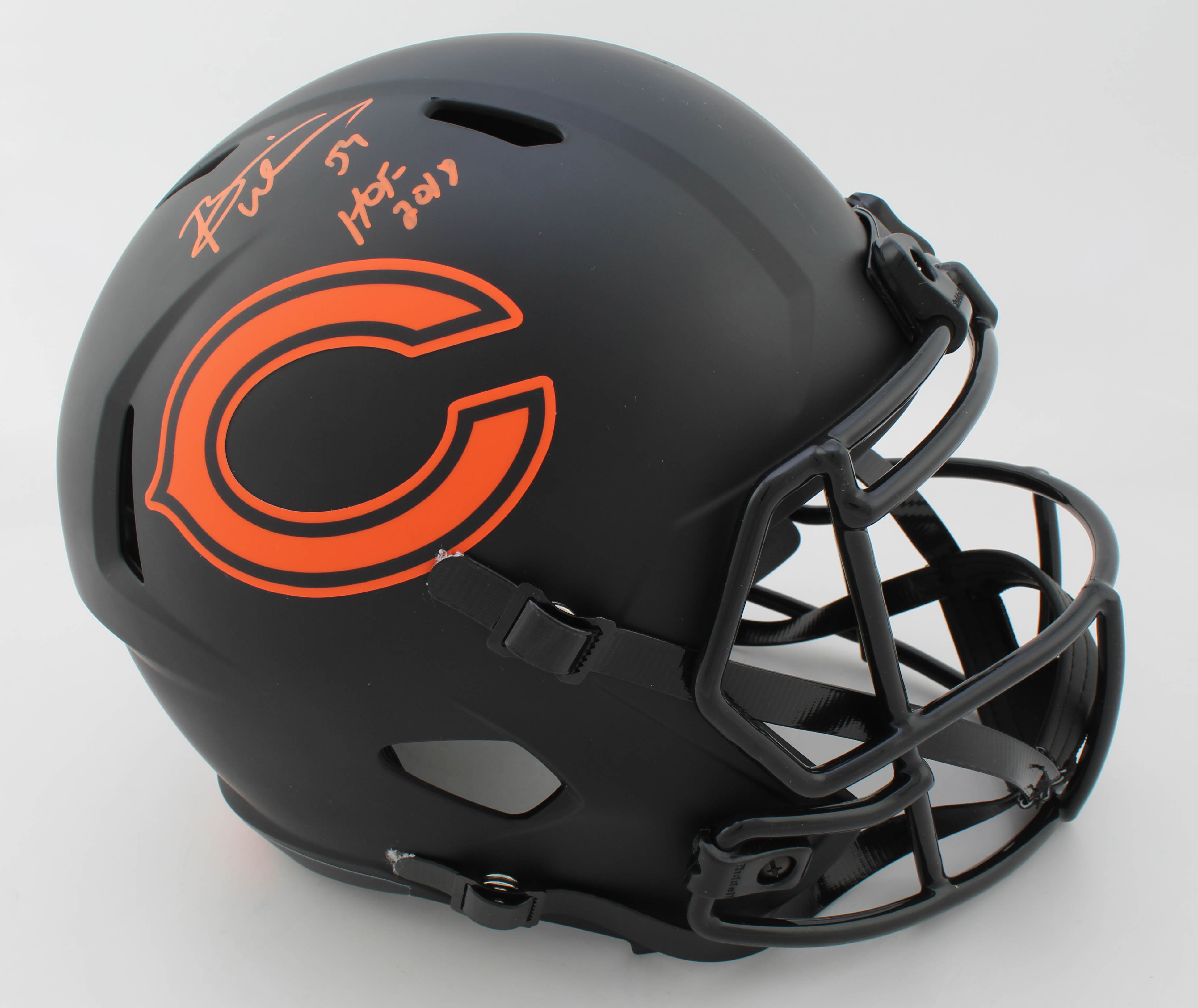 Brian Urlacher Signed Bears Full-Size Eclipse Alternate Speed Helmet Inscribed "HOF 2018" (Beckett COA) at PristineAuction.com Brian Urlacher Signed Bears Full-Size Eclipse Alternate Speed Helmet Inscribed "HOF 2018" (Beckett COA) at PristineAuction.com