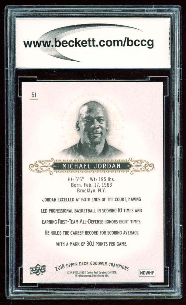 Michael Jordan 2018 Upper Deck Goodwin Champions #51 (BCCG 10) at PristineAuction.com Michael Jordan 2018 Upper Deck Goodwin Champions #51 (BCCG 10) at PristineAuction.com